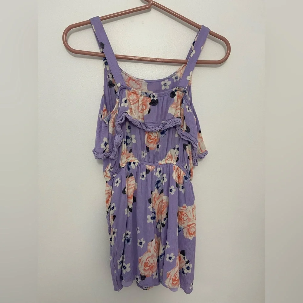 Justice Store Girls Size 12 Purple Flowered Romper